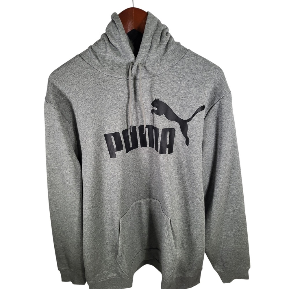 PUMA Men's Essentials Big Logo Hoodie Gray XXL Fleece Pullover Sweatshirt